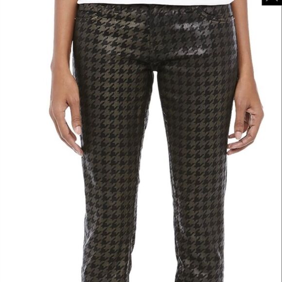 Current/Elliot Ankle Skinny Houndstooth Jeans coated in gold & black foil 26 - Picture 1 of 7